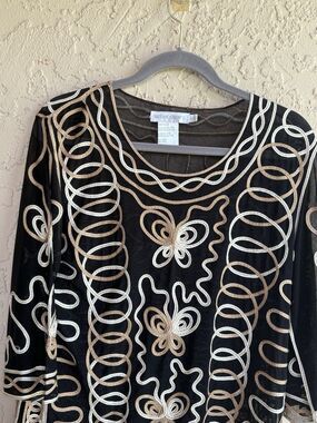 Beta’s Choice Luxuary Black Semi Opaque Woman’s Size Large Blouse Exclusive Trim